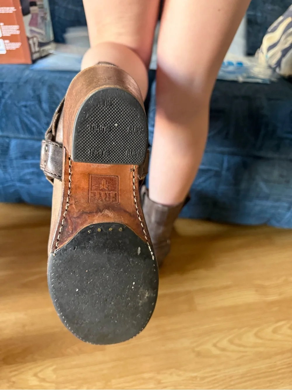 Frye Brown Leather Short Harness Boots